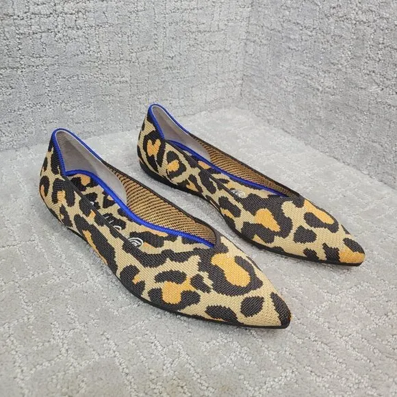 Rothys The Point Women's Multiples Sizes Big Cat Print Pointed Toe Slip On Shoes