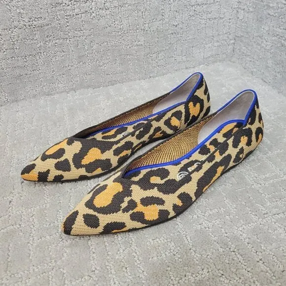 Rothys The Point Women's Multiples Sizes Big Cat Print Pointed Toe Slip On Shoes