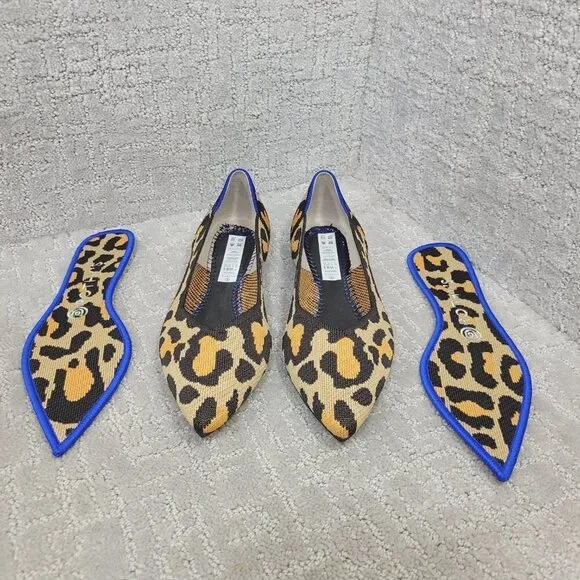 Rothys The Point Women's Multiples Sizes Big Cat Print Pointed Toe Slip On Shoes