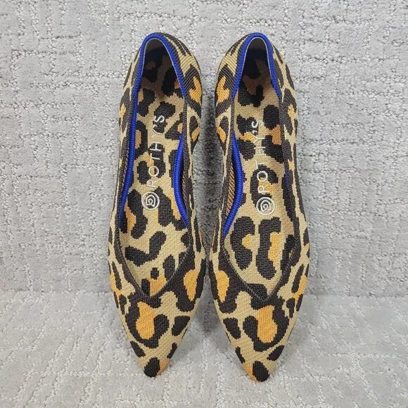 Rothys The Point Women's Multiples Sizes Big Cat Print Pointed Toe Slip On Shoes