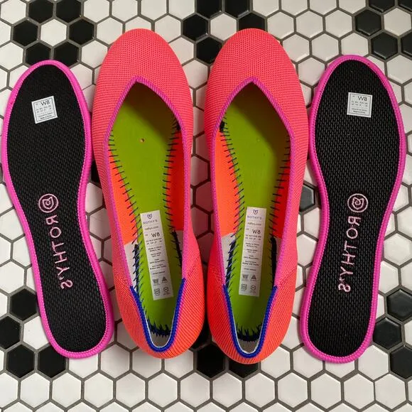 Rothy's Tropical Pink Flats NWT