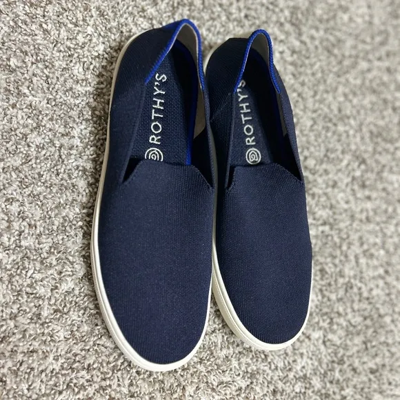 Rothy's Women’s The Original Slip On Sneaker Knit Loafer Shoes navy Blue…