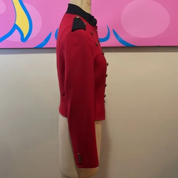 Rugby Ralph Lauren Red Black Trim Wool Military Jacket