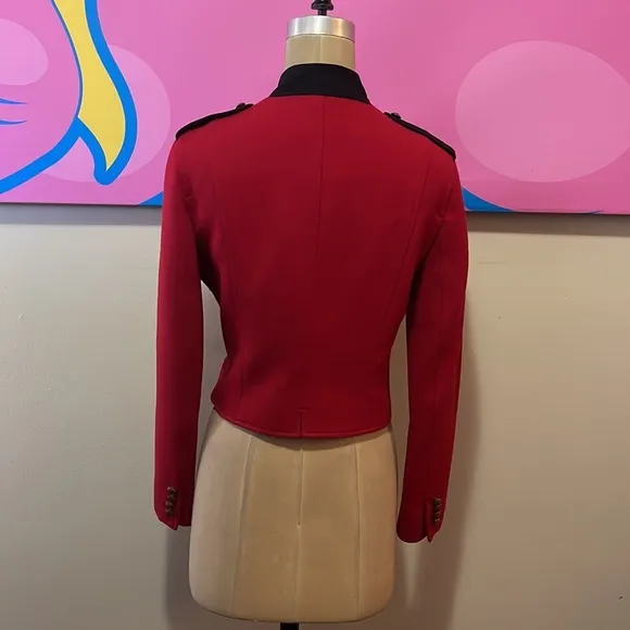 Rugby Ralph Lauren Red Black Trim Wool Military Jacket