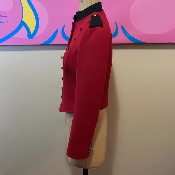 Rugby Ralph Lauren Red Black Trim Wool Military Jacket