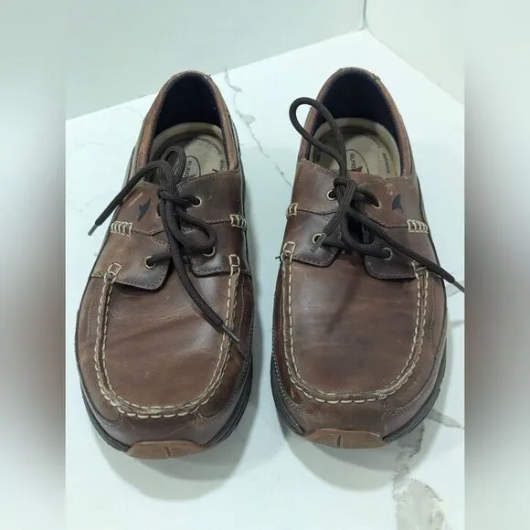 Rugged Shark Pilot leather brown Men size 13 moccasin boat shoes antimicrobial