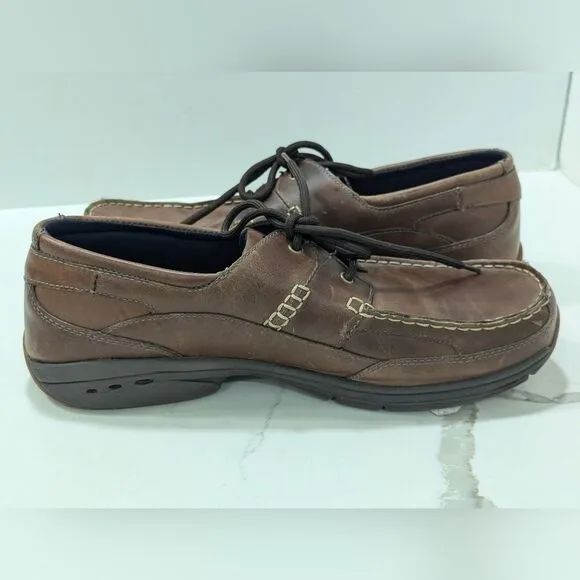 Rugged Shark Pilot leather brown Men size 13 moccasin boat shoes antimicrobial