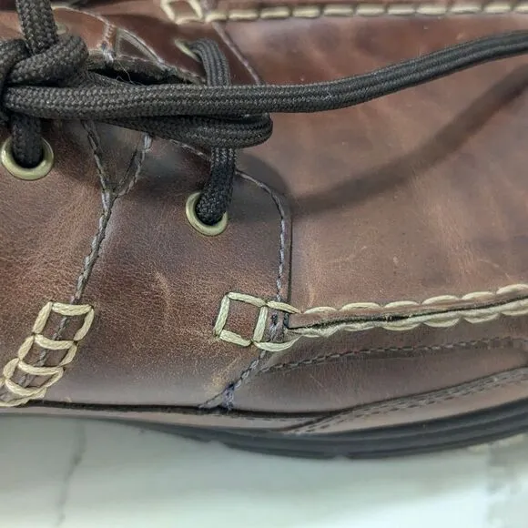 Rugged Shark Pilot leather brown Men size 13 moccasin boat shoes antimicrobial