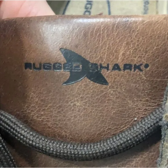 Rugged Shark Pilot leather brown Men size 13 moccasin boat shoes antimicrobial