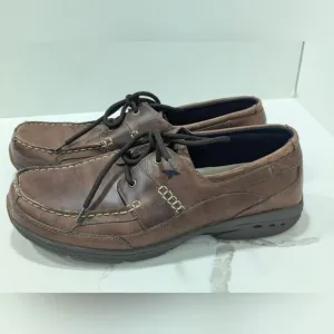 Rugged Shark Pilot leather brown Men size 13 moccasin boat shoes antimicrobial