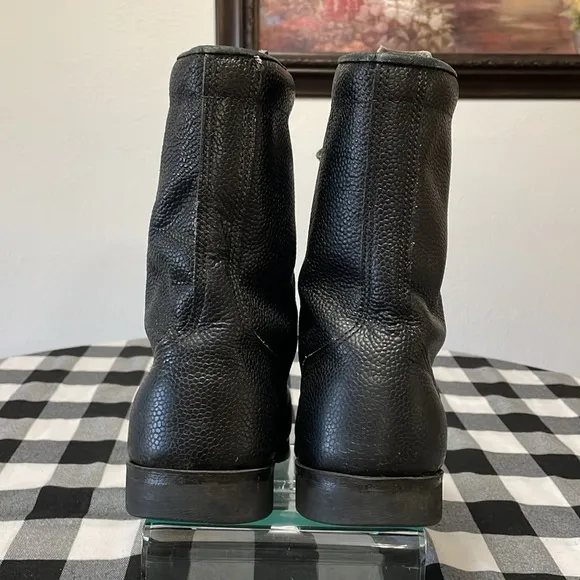 Russian Black Pebbled Leather Tactical Combat Boots Size 13 Military POMHBL