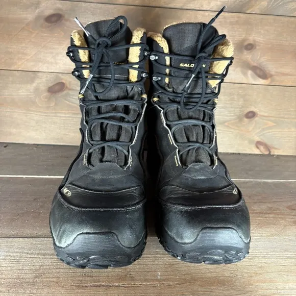 salomon outchill mens size 10 shoe black leather thinsulate 400g insulated boot