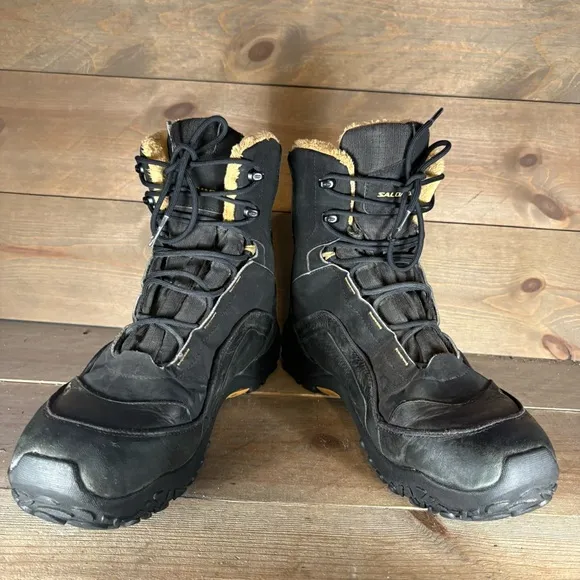 salomon outchill mens size 10 shoe black leather thinsulate 400g insulated boot