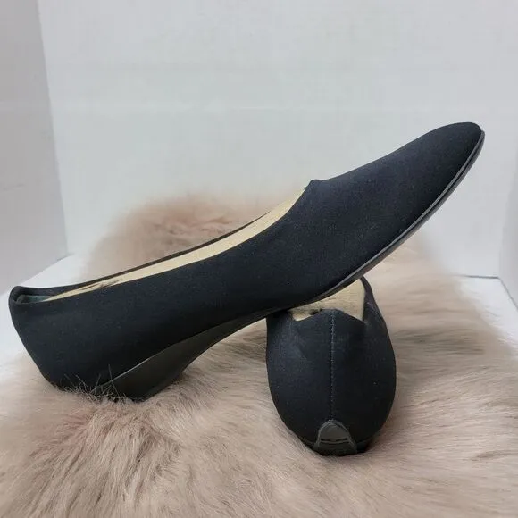 Salvatore Ferragamo Rain Fondente Black Canvas Womens Wedge Shoes Size 8 B