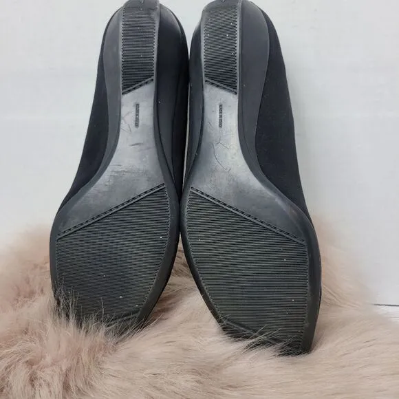 Salvatore Ferragamo Rain Fondente Black Canvas Womens Wedge Shoes Size 8 B