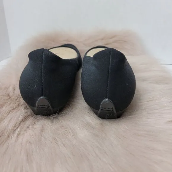 Salvatore Ferragamo Rain Fondente Black Canvas Womens Wedge Shoes Size 8 B
