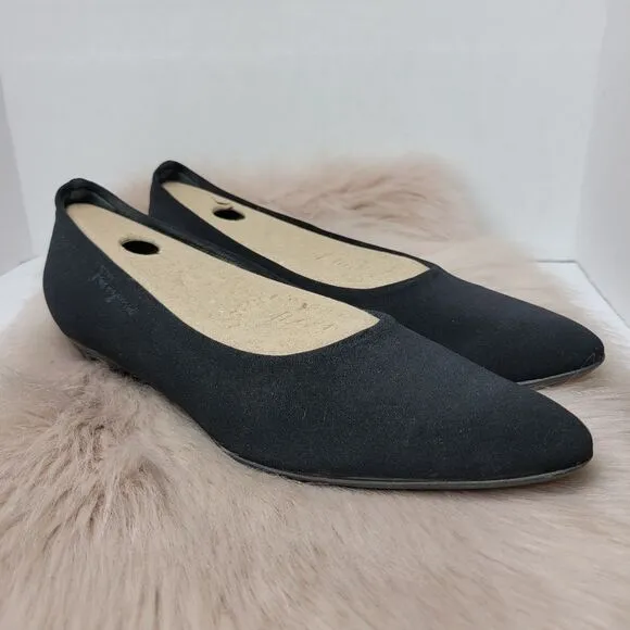 Salvatore Ferragamo Rain Fondente Black Canvas Womens Wedge Shoes Size 8 B