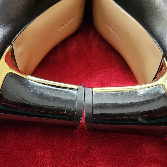 Salvatore Ferragamo Women's Black Leather Round Toe Pumps-Size 10B