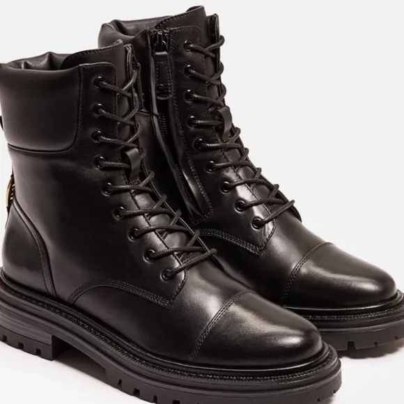 Sam Edelman Aleia Black Lace-Up Combat Boots. Size 9.5