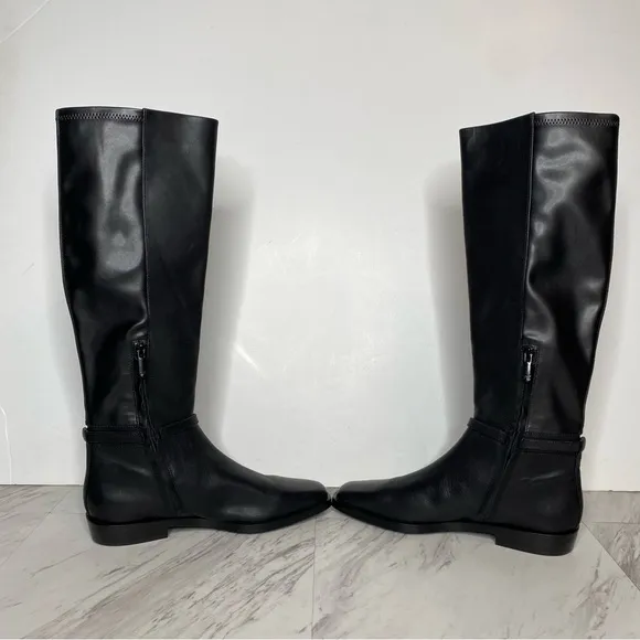 Sam Edelman Clive Black Black Leather Square Toe Tall Boot 7M
