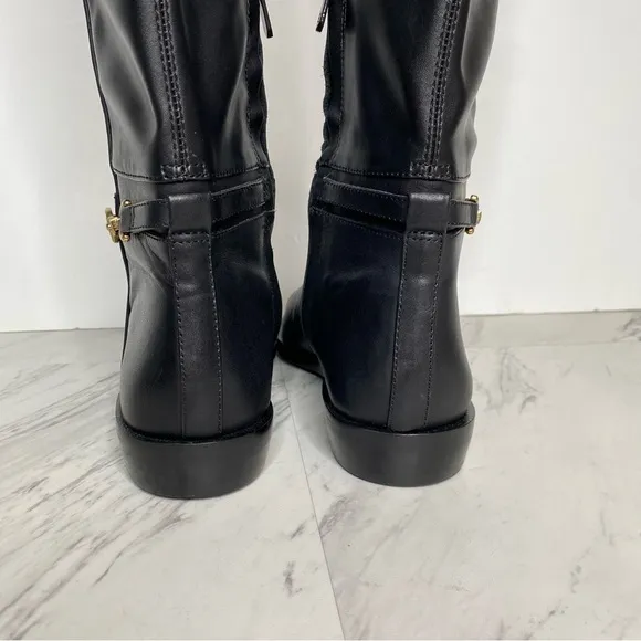 Sam Edelman Clive Black Black Leather Square Toe Tall Boot 7M