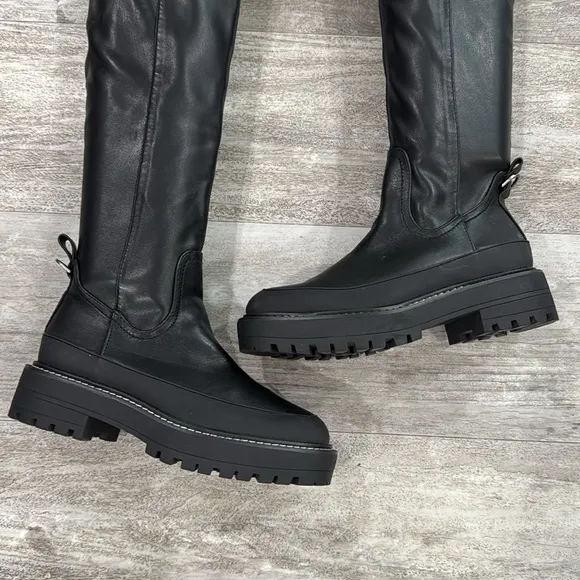 Sam Edelman - Lerue Womens Faux Leather Lug Sole Heel Over-The-Knee Boots NEW