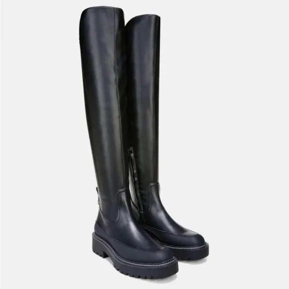 Sam Edelman - Lerue Womens Faux Leather Lug Sole Heel Over-The-Knee Boots NEW
