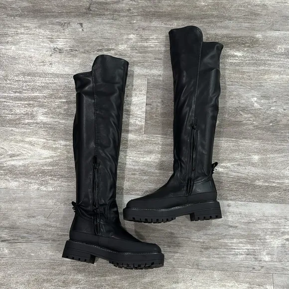 Sam Edelman - Lerue Womens Faux Leather Lug Sole Heel Over-The-Knee Boots NEW