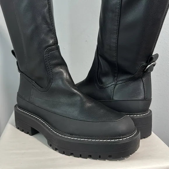 Sam Edelman - Lerue Womens Faux Leather Lug Sole Heel Over-The-Knee Boots NEW