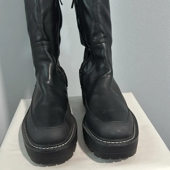 Sam Edelman - Lerue Womens Faux Leather Lug Sole Heel Over-The-Knee Boots NEW