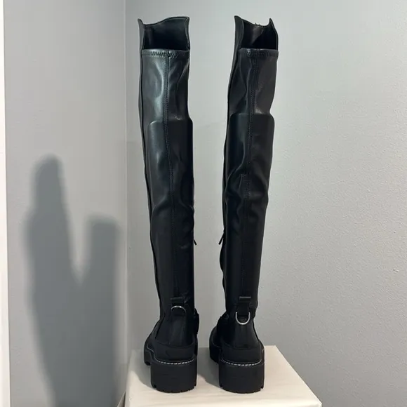 Sam Edelman - Lerue Womens Faux Leather Lug Sole Heel Over-The-Knee Boots NEW