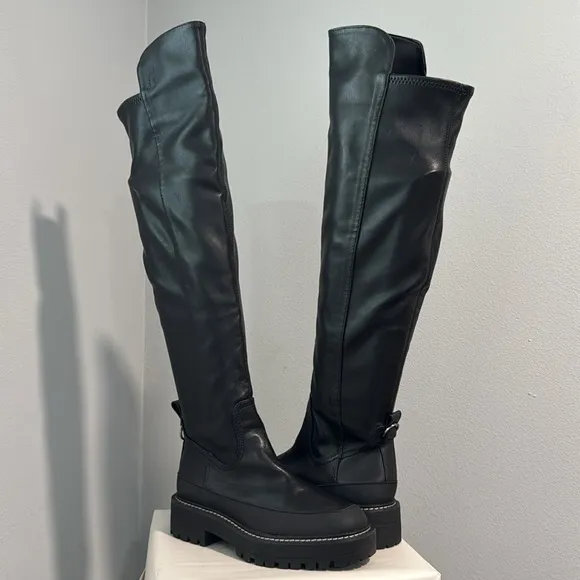 Sam Edelman - Lerue Womens Faux Leather Lug Sole Heel Over-The-Knee Boots NEW