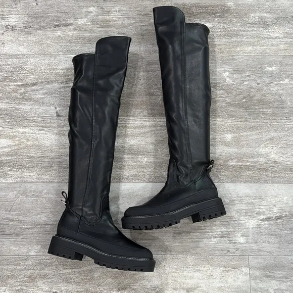 Sam Edelman - Lerue Womens Faux Leather Lug Sole Heel Over-The-Knee Boots NEW