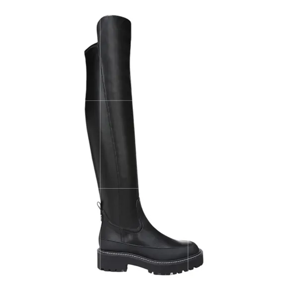 Sam Edelman - Lerue Womens Faux Leather Lug Sole Heel Over-The-Knee Boots NEW