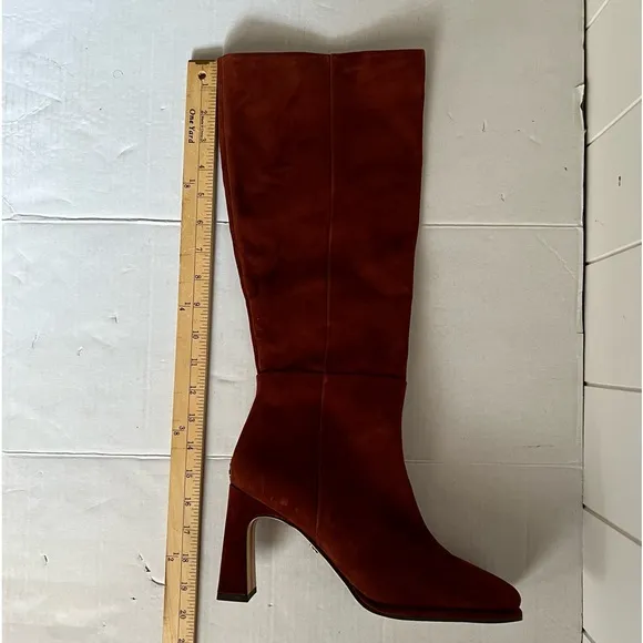 Sam Edelman NWOT Suede Leather Heeled tall boots size 9 burgundy