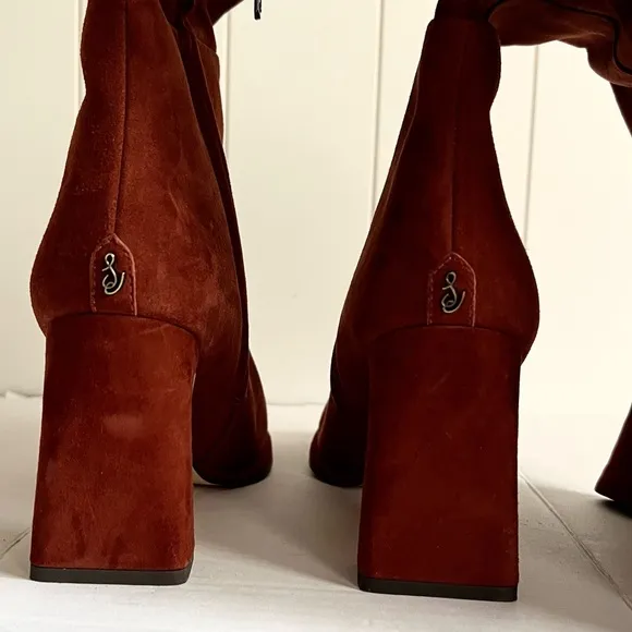 Sam Edelman NWOT Suede Leather Heeled tall boots size 9 burgundy