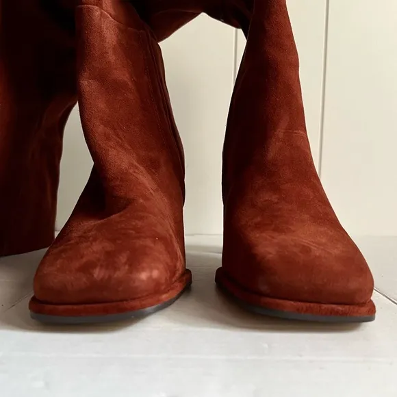 Sam Edelman NWOT Suede Leather Heeled tall boots size 9 burgundy