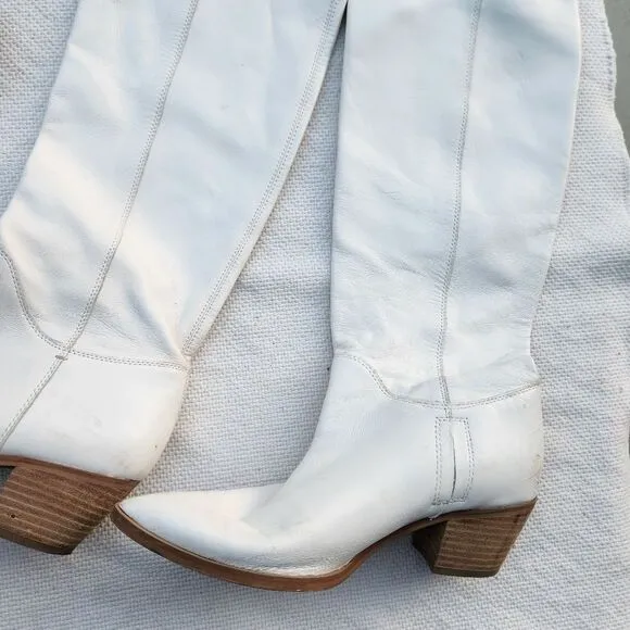 Sam edelman off white/white western boots