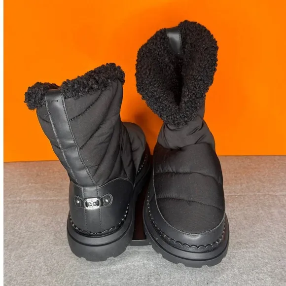 Sam Edelman Ozie Faux Sherling Winter Black Ankle Boot 9.5