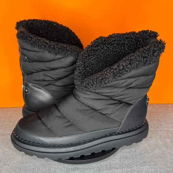 Sam Edelman Ozie Faux Sherling Winter Black Ankle Boot 9.5