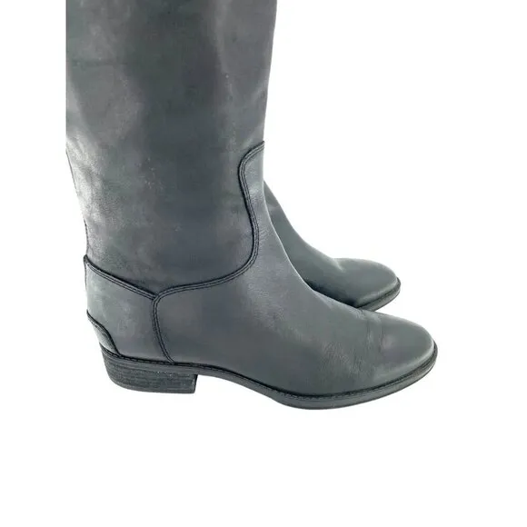 Sam Edelman Penny Black Leather Tall Military Riding Boots Sz 7.5 New