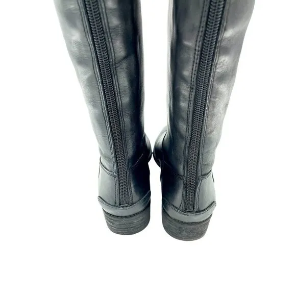 Sam Edelman Penny Black Leather Tall Military Riding Boots Sz 7.5 New