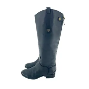 Sam Edelman Penny Black Leather Tall Military Riding Boots Sz 7.5 New
