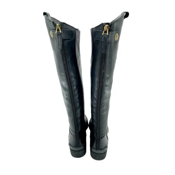 Sam Edelman Penny Black Leather Tall Military Riding Boots Sz 7.5 New