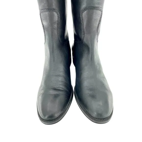Sam Edelman Penny Black Leather Tall Military Riding Boots Sz 7.5 New