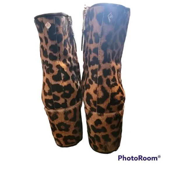 Sam Edelman Calf Hair Taye Leopard Ankle Boots, Size  7