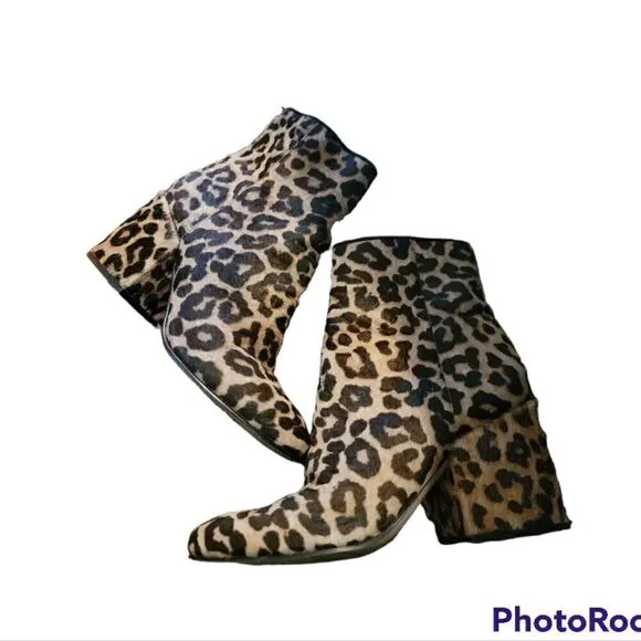 Sam Edelman Calf Hair Taye Leopard Ankle Boots, Size  7
