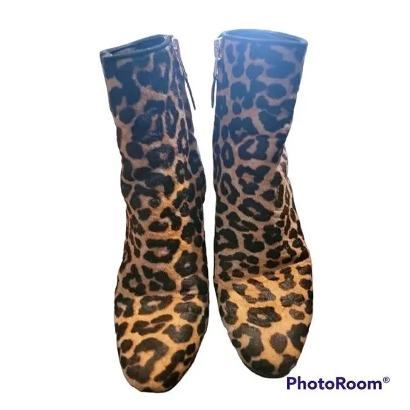 Sam Edelman Calf Hair Taye Leopard Ankle Boots, Size  7