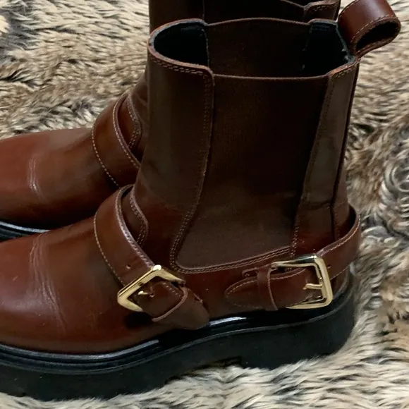 SANDRO Helen leather ankle boots maroon Size 38/7us