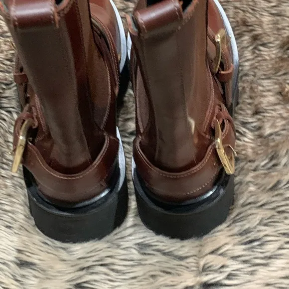 SANDRO Helen leather ankle boots maroon Size 38/7us